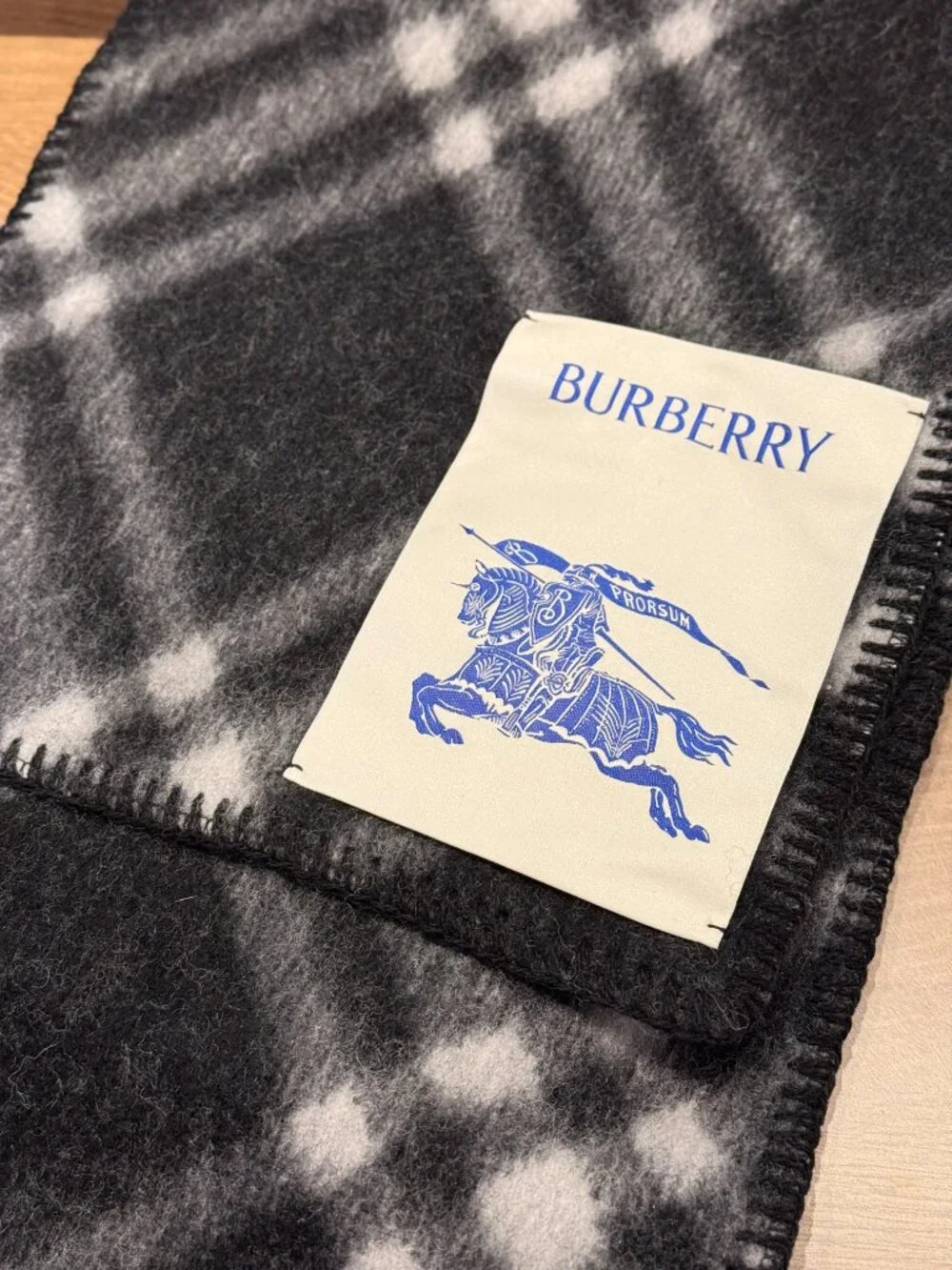 Burberry Black Check Wool Scarf Classic Nova Check Unisex Soft | MSRP $645 - Picture 3 of 14